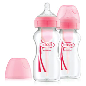 Dr. Brown's Options+ Anti-colic Bottle 2-pack | Biberon à col large rose 270 ml